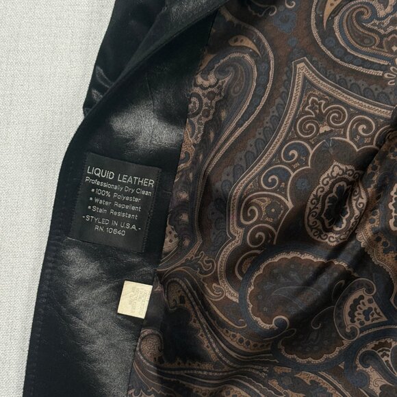 Vintage Russell Scott Liquid Faux Leather Blazer Black Jacket Size M/L - Picture 9 of 16